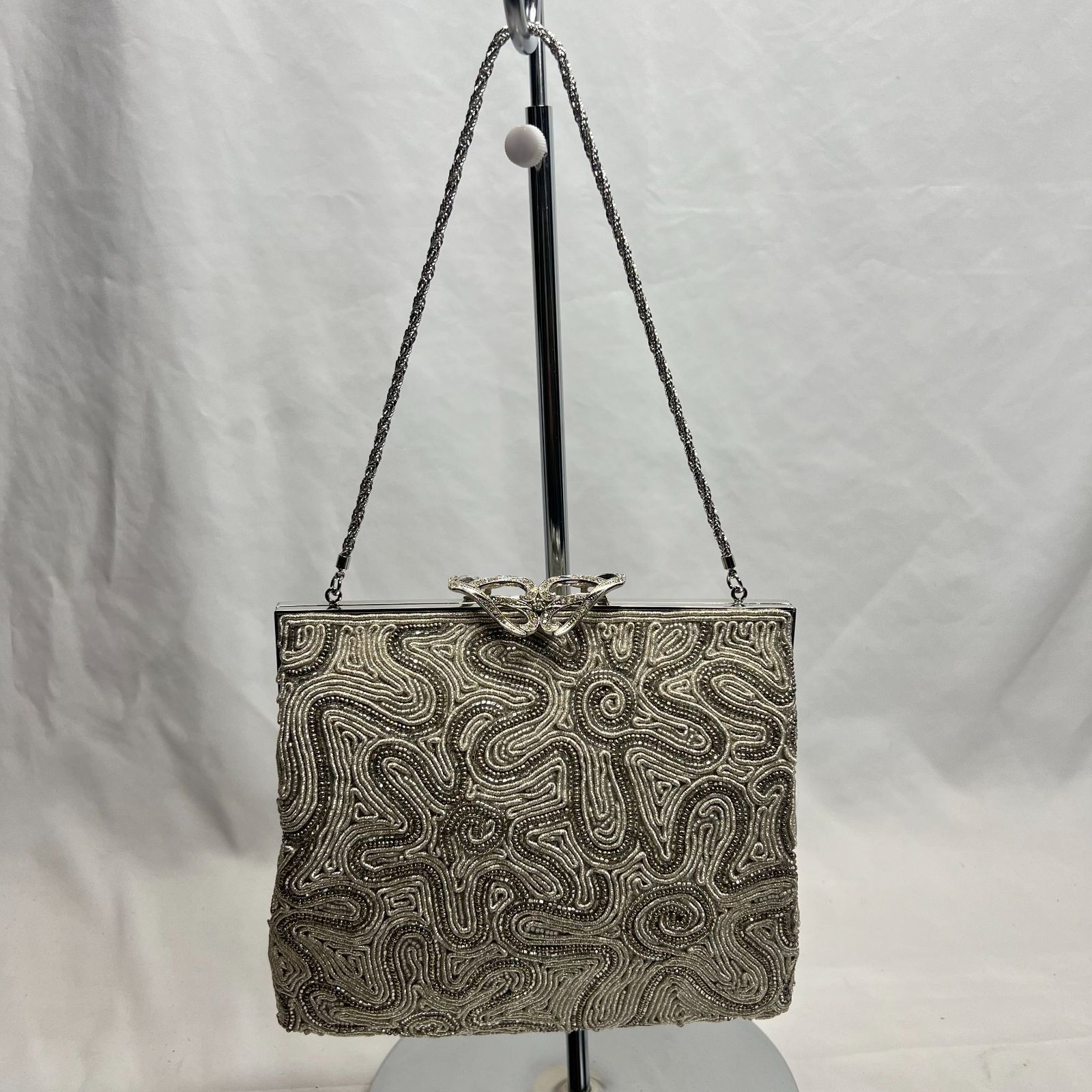 アンティーク】ビーズハンドバッグ【手鏡付き】