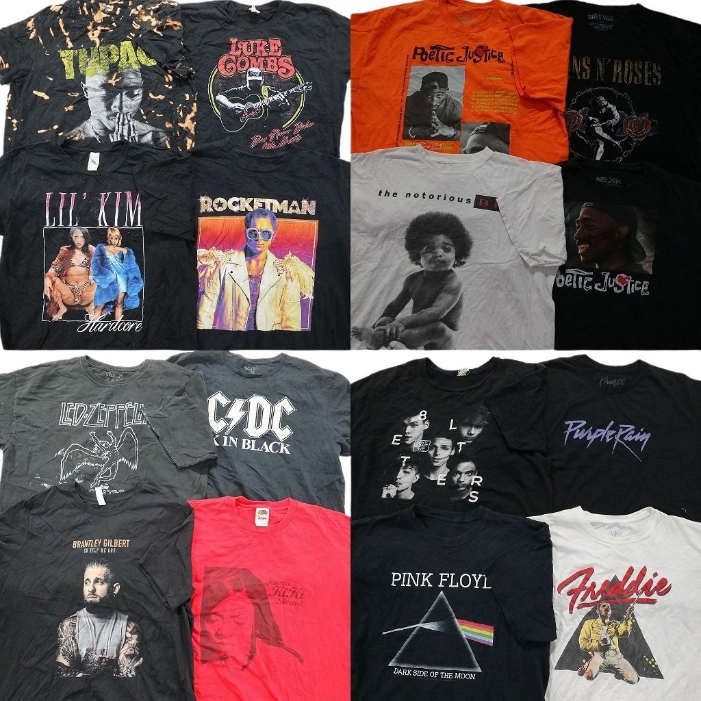 古着卸 まとめ売り 音楽・バンド 半袖Tシャツ 16枚セット (メンズ XL /2XL ) ツーパック レッドツェッペリン AC/DC  古着 MZ4926