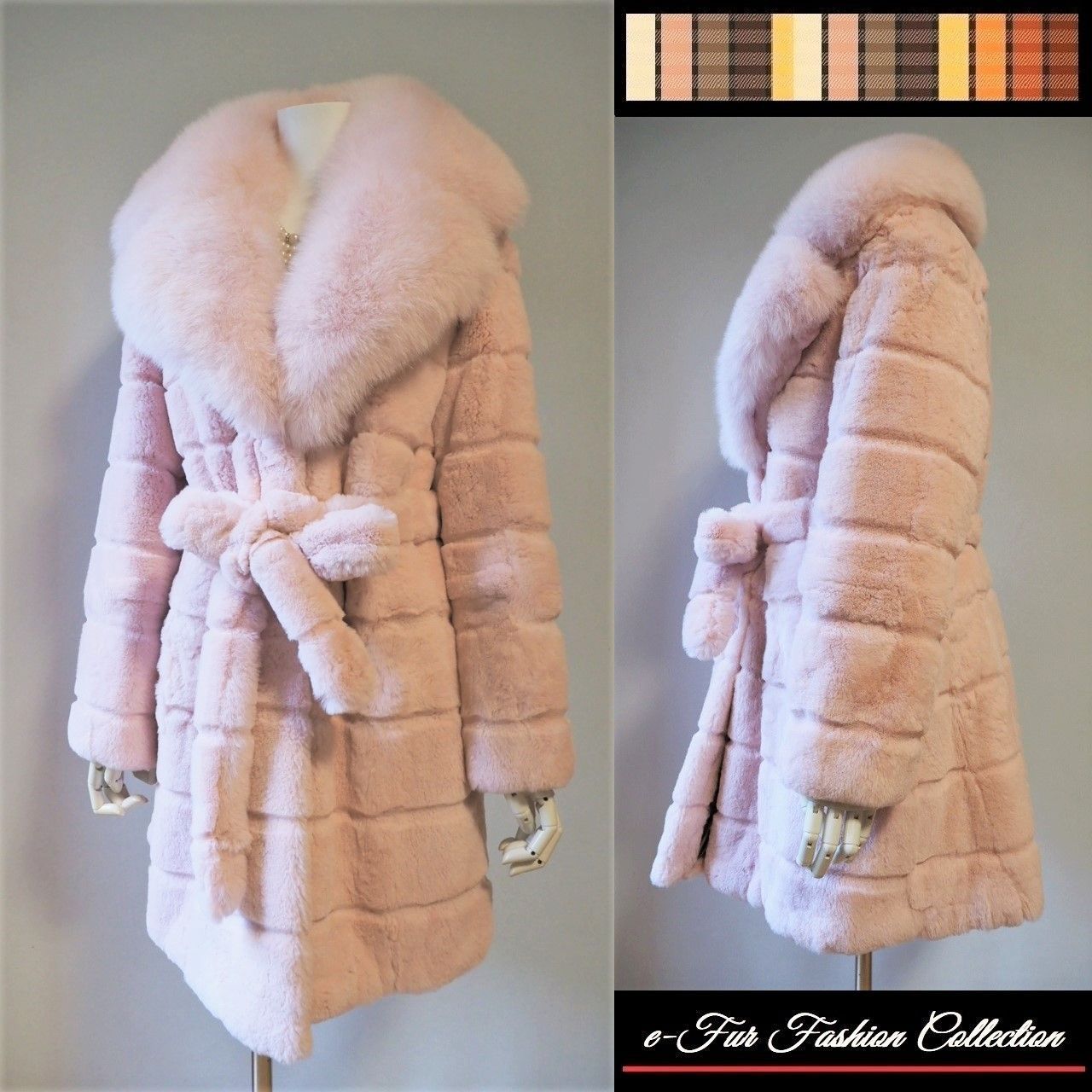 女らしさを上昇させる☆桜ピンクフォックス×レッキス毛皮コート リアル