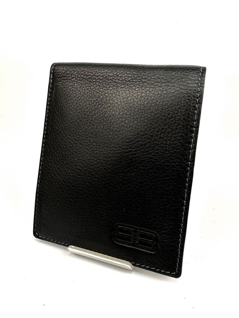 バレンシアガ レザー 財布 お札入れ 黒 ブラック 二つ折り財布 ウォレット 革ブラックレザー財布
