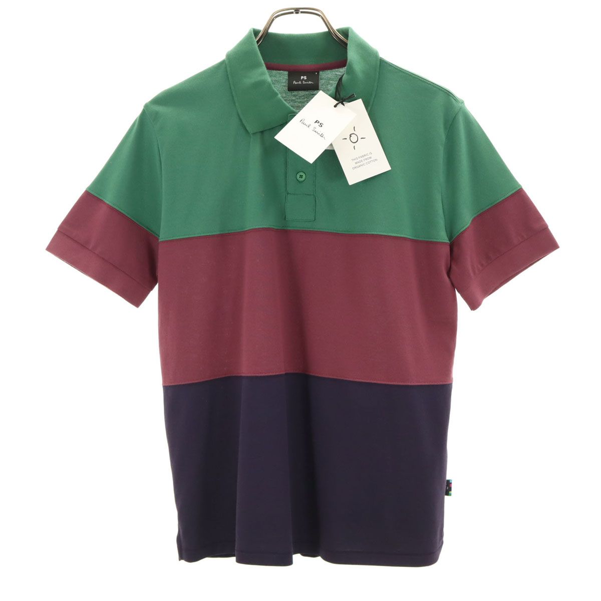 PSポールスミス ポロシャツ ホワイト×グリーン M 未使用タグ付 未使用 PS Paul Smith ピーエスポールスミス カラーパネル 半袖