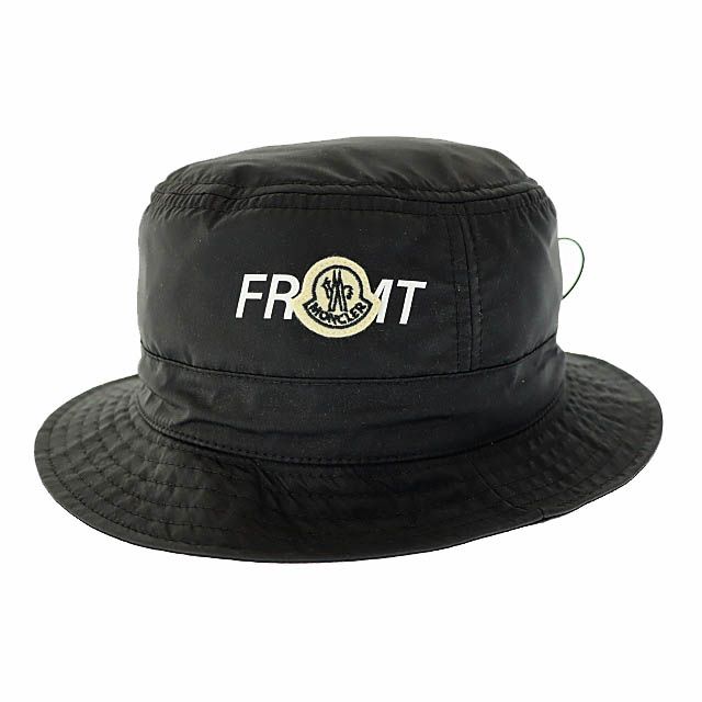 モンクレール MONCLER ×FRAGMENT DESIGN フラグメント デザイン 23AW BUCKET HAT ロゴ ナイロン バケット ハット 帽子 I209U3800003 L 黒 ブラック ブランド古着ベクトル AA ▲ 250509