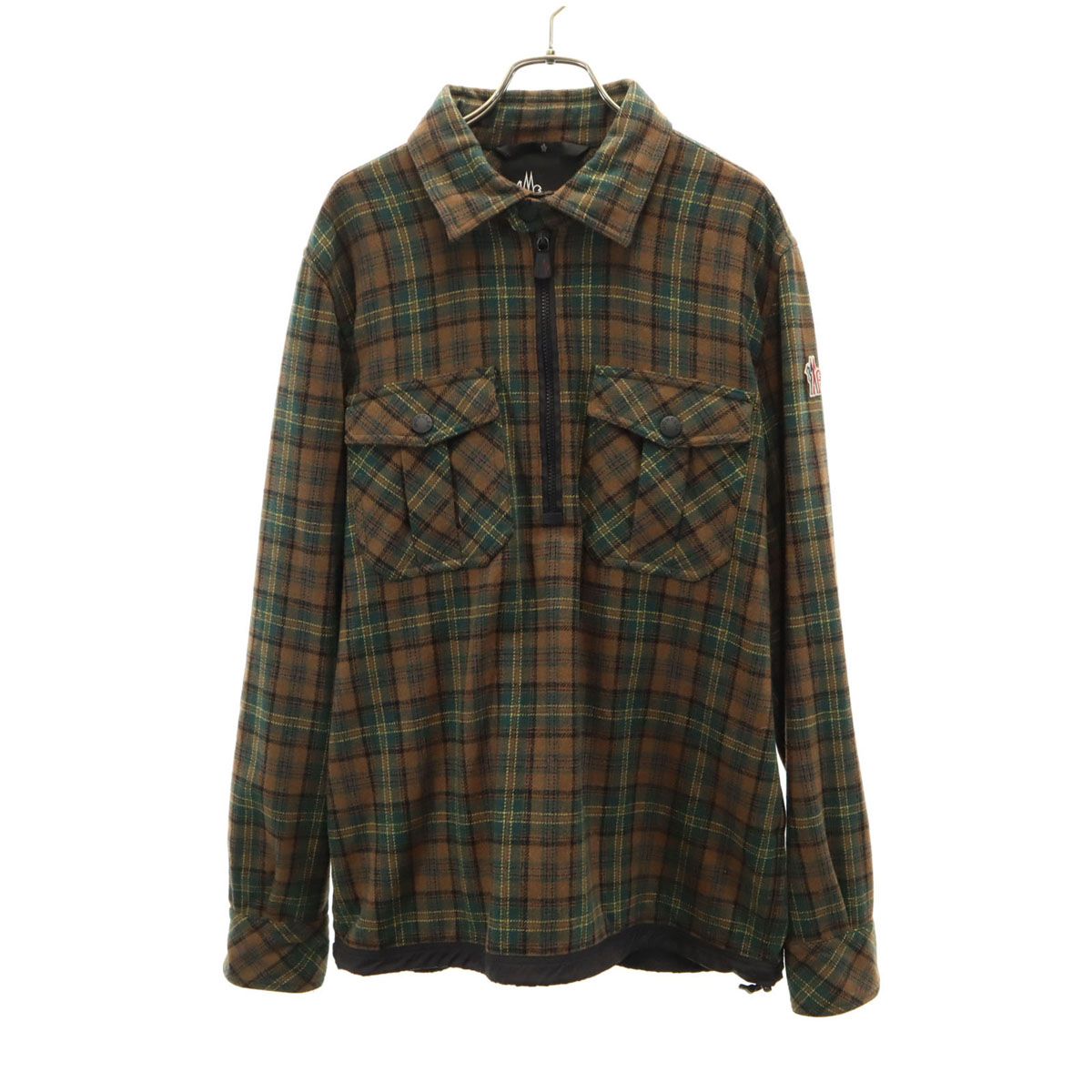 MONCLER モンクレール 長袖 ハーフジップ ネルシャツ L ブラウン系