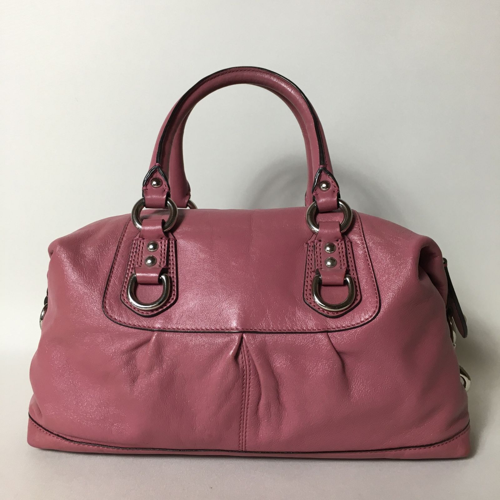 COACH　ピンク レザー ハンドバッグ COACH コーチピンク レザー ハンドバッグ - メルカリ
