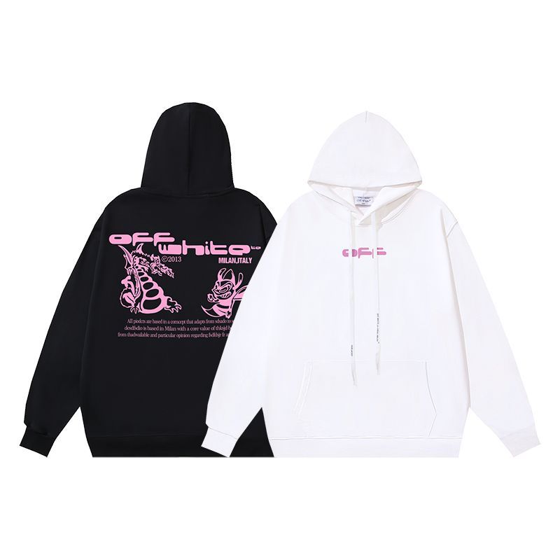 Off-White オフホワイト 火を噴くドラゴン  ドラゴン 蜂 プリント フーデッド スウェット