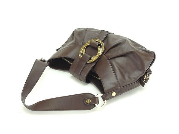 s29【極美品】ブルガリ　チャンドラ　サークルロゴ　レザー　2wayショルダー s29【極美品】ブルガリ チャンドラ サークルロゴ レザー 2way