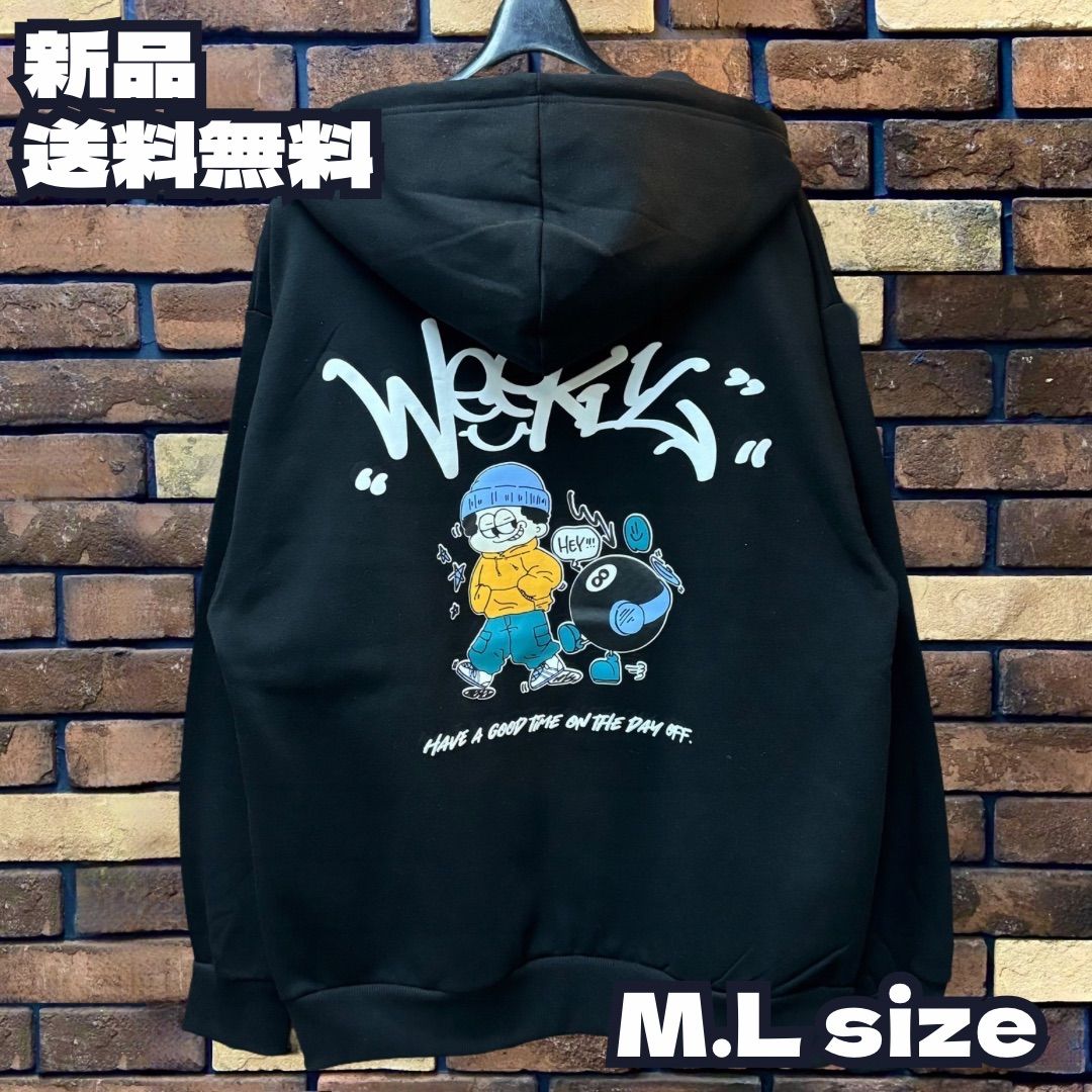 BOYイラスト発泡プリントZIPパーカー】ストリート ルーズサイズ