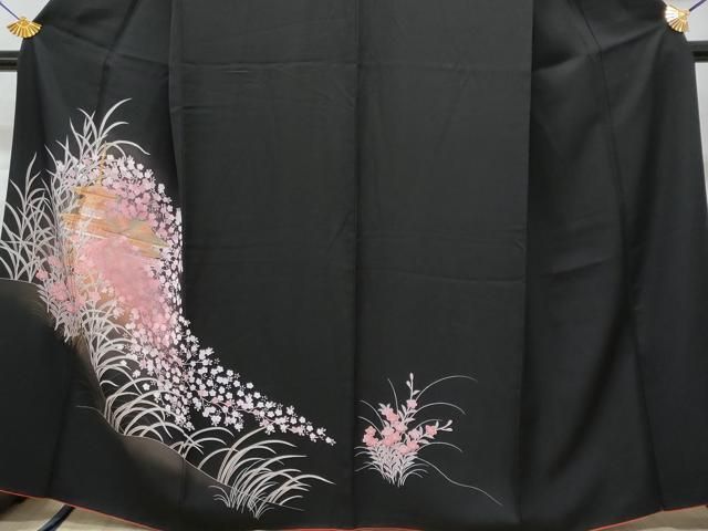 平和屋着物○訪問着 刺繍 霞風景草花文 暈し染め 正絹 逸品 CAAW8589yc