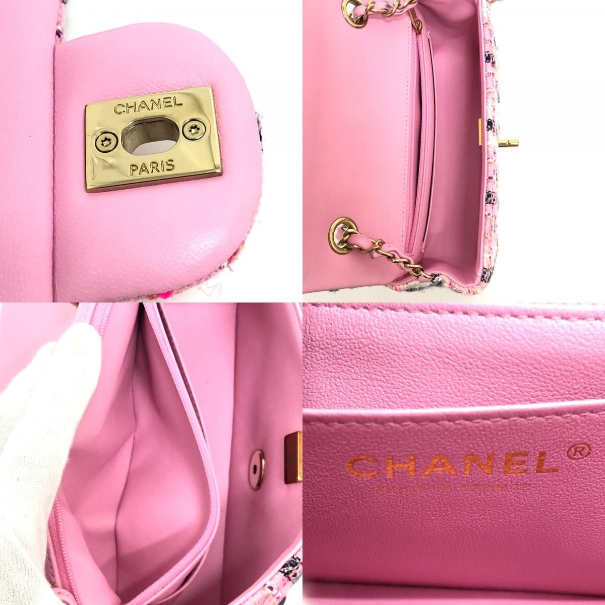 CHANEL シャネル ショルダーバッグ ココマーク A69900 ツイード ピンク  
