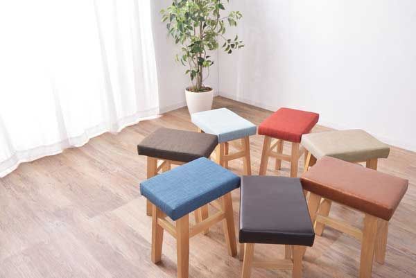 ３脚セット 天然木 アッシュ のバンビスツール クッション座面 W36×D26×H45cm No.785 レッド WWW_KANDAIZUMI_COM