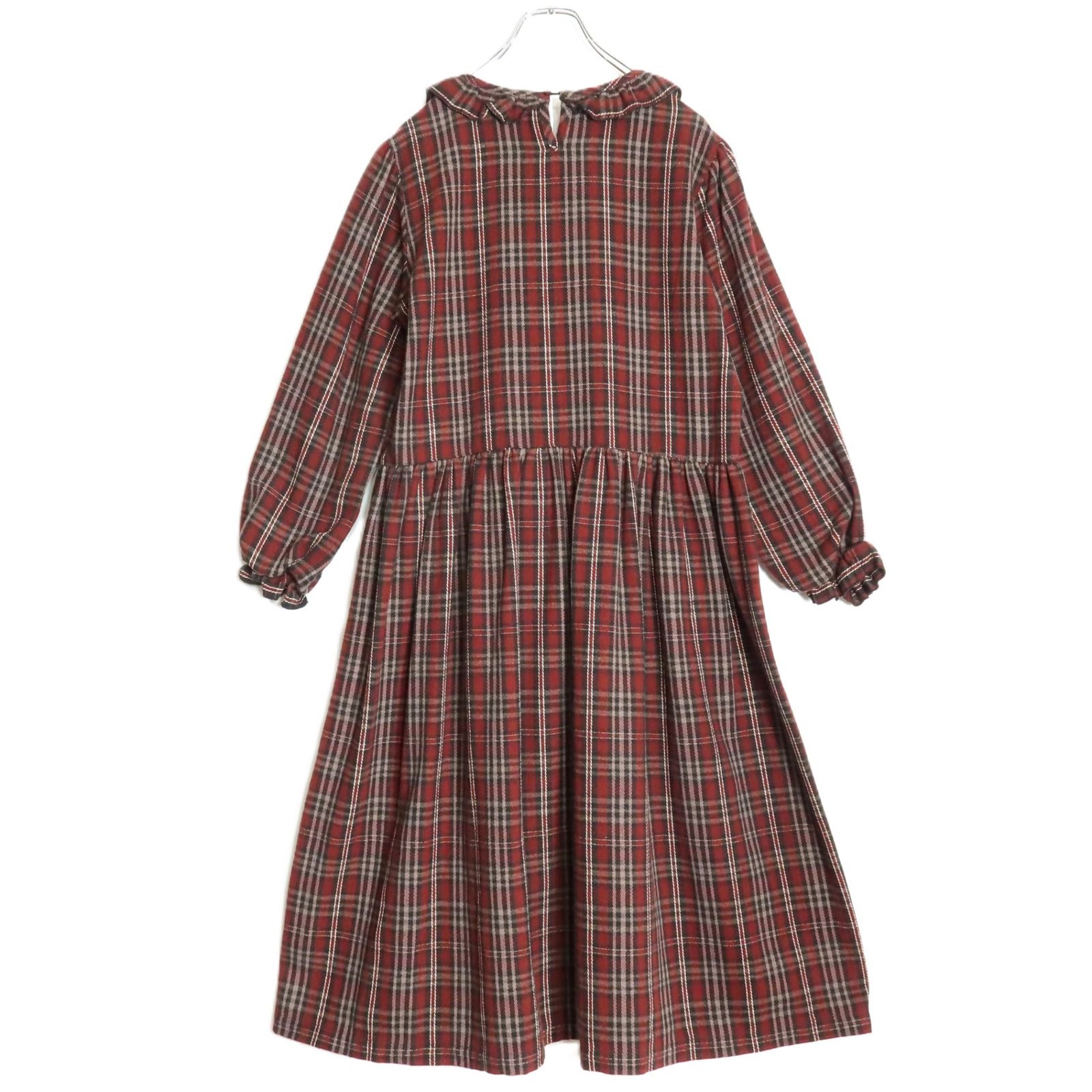 タイムセール❣️ピンクハウスチェック柄フリル襟長袖ワンピースネル素材 新品】 ピンクハウス☆ゆったりフォルム♪チェック柄ワンピース