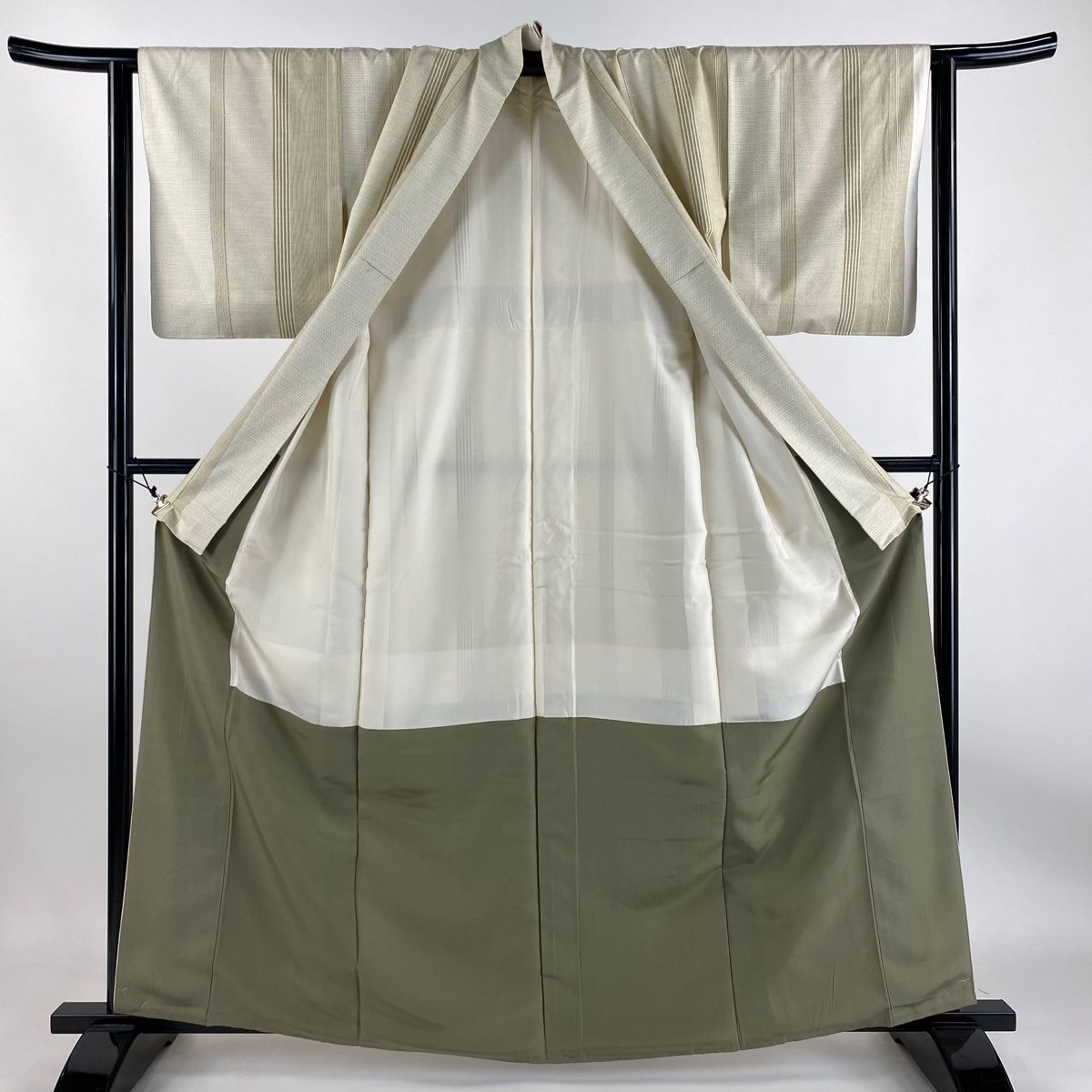 平和屋着物▽上質な紬 単衣 幾何学文様 正絹 逸品 AAAW7870fy