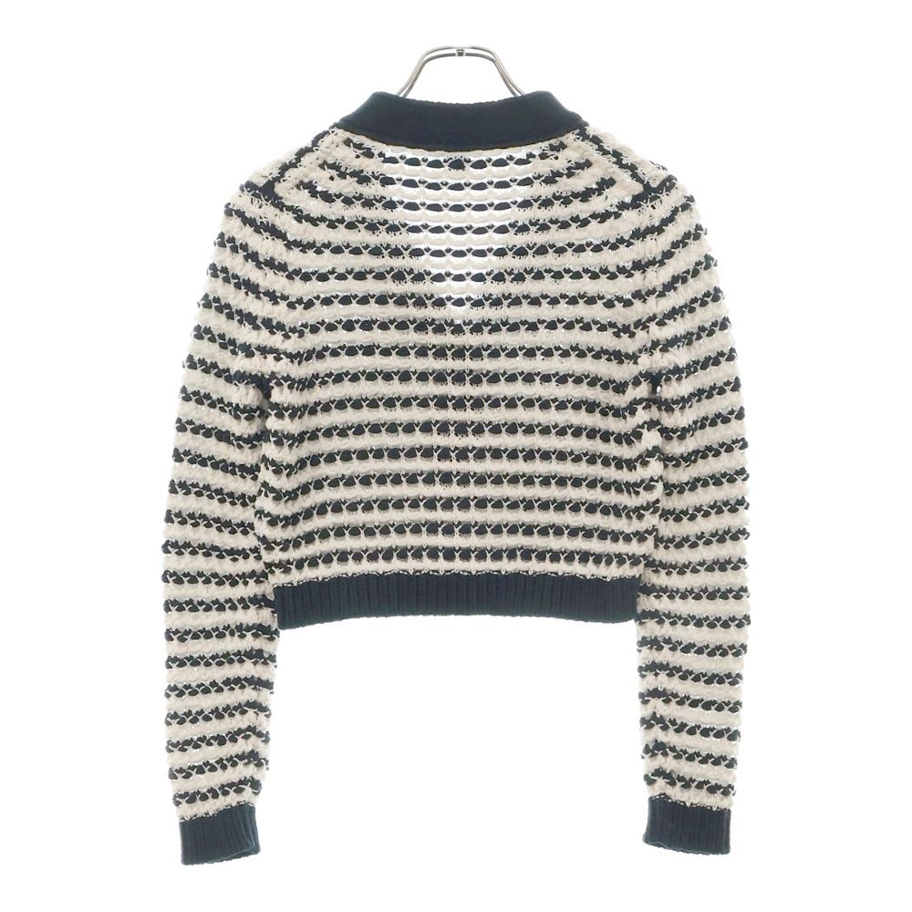 LOUIS VUITTON - LOUIS VUITTON ルイヴィトン 24AW Waffle Border Short Cardigan ワッフルニット ショート丈 ボーダー カーディガン レディース ネイビー/ホワイト RW242WW MEZ FRKC20 LOUIS VUITTON (ルイヴィトン) 24AW Waffle Border Short