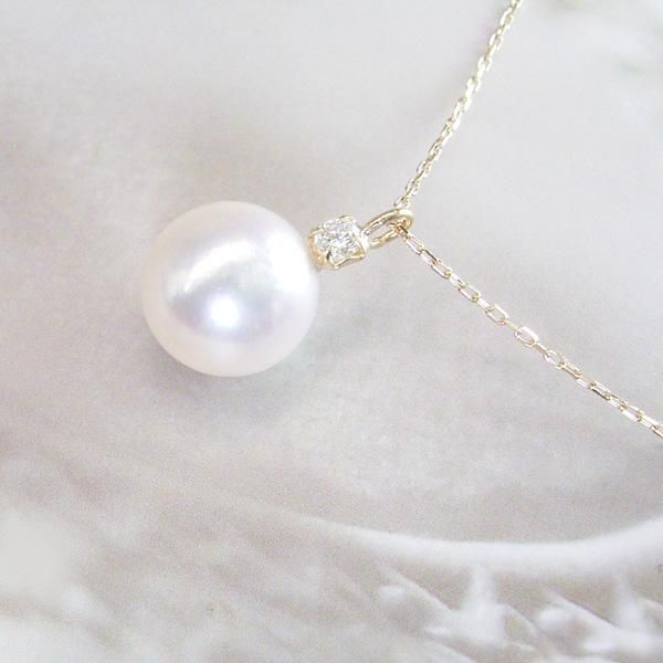 18金 本真珠 あこや アコヤ 天然ダイヤモンド ネックレス k18 ゴールド パール ネックレス プレゼント 女性 品番ma-0398 2営業日前後の発送予定