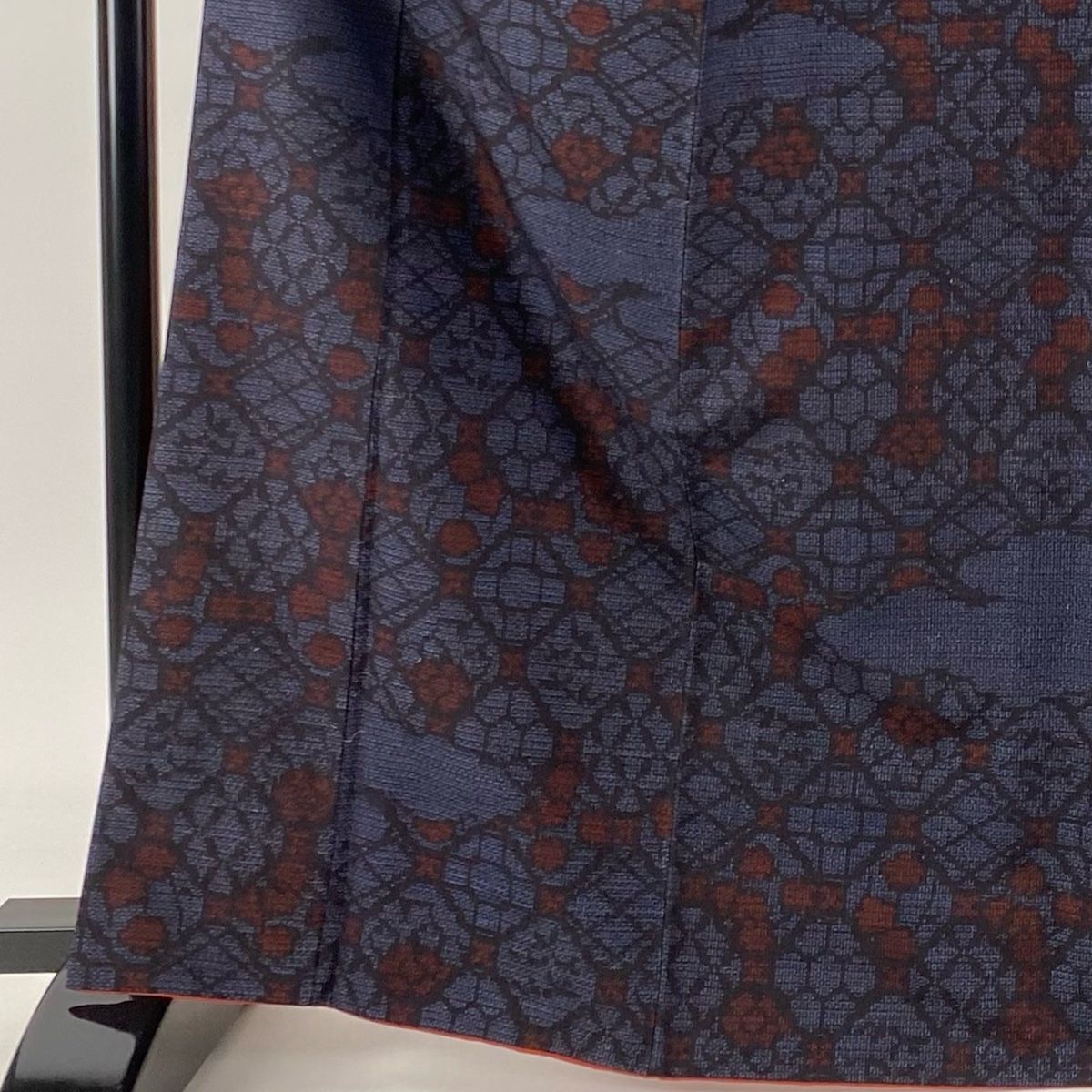 結城紬 身丈168cm 裄丈67.5cm L 袷 おく玉 やまと 証紙 有職文様 亀甲  