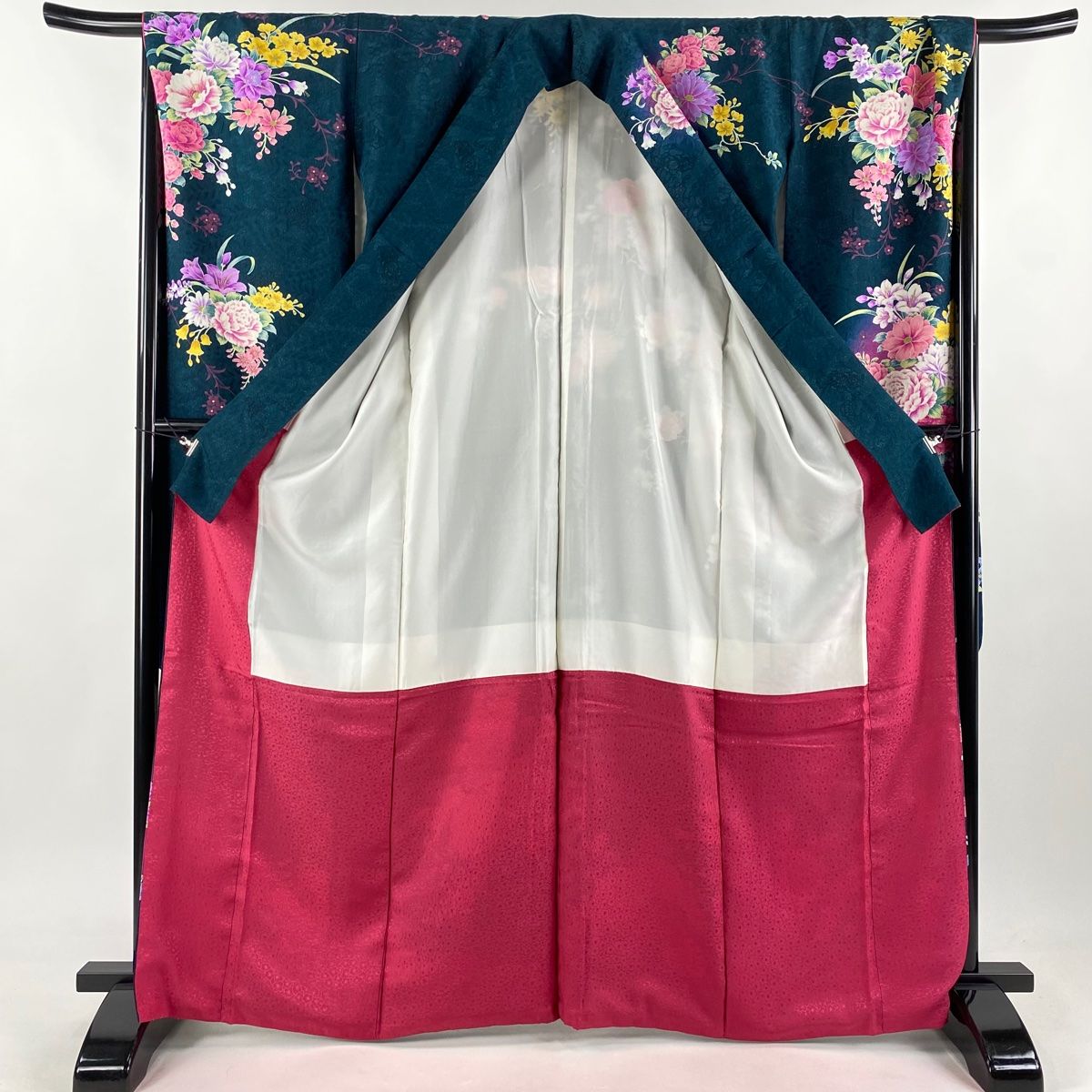 振袖 身丈165.5cm 裄丈68.5cm L 袷 袋帯フルセット 草花 リボン