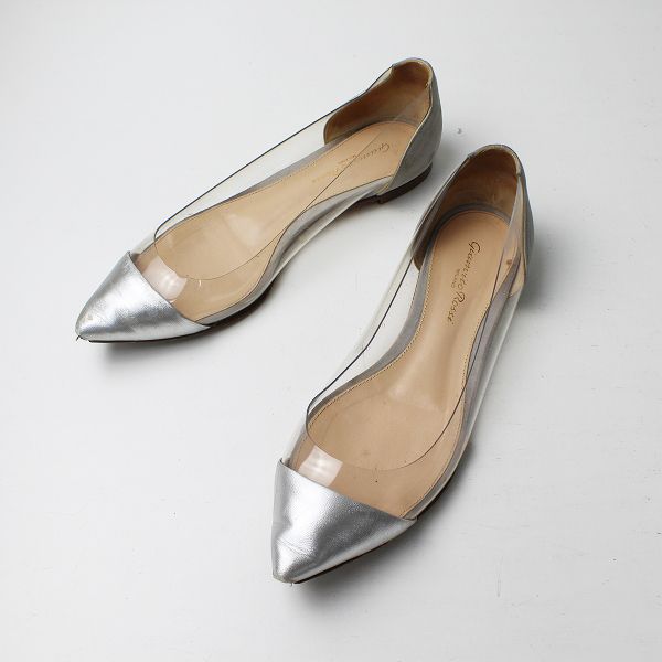 GIANVITO ROSSI ジャンビト ロッシ クリア メタリック フラット