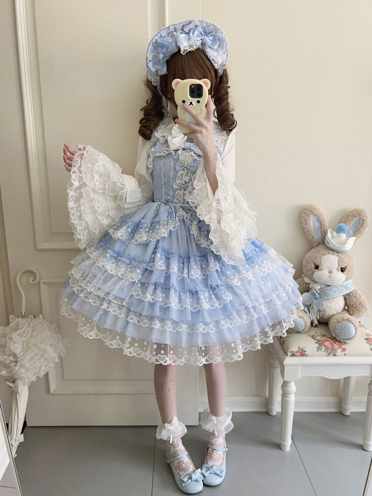 姫系デザイン ピンク?ホワイトブルーの3色展開