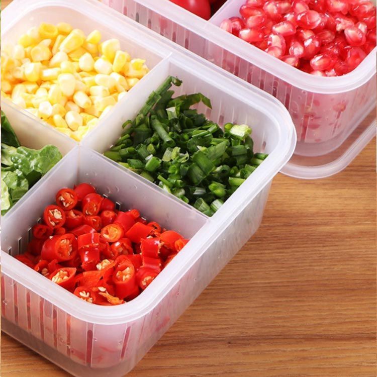 4in1 野菜 保存容器 水切り付き 2個セット 冷蔵庫 食品 収納ボックス