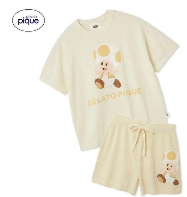 YEL キノピオ gelato pique ジェラート ピケ スーパーマリオ レディース キノピオ＆ヨッシージャガードプルオーバーショートパンツセット