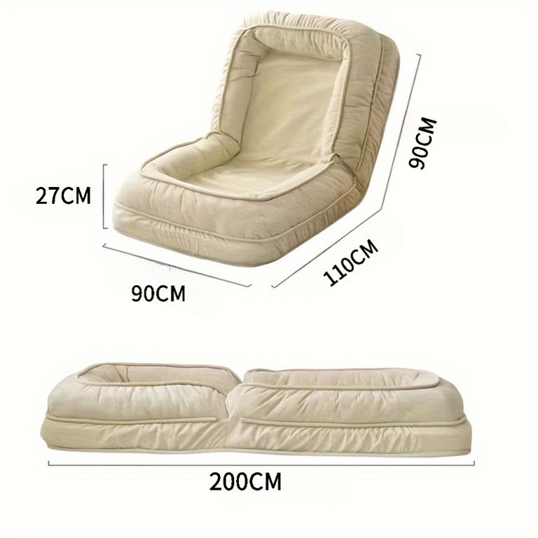 組立不要＆省スペース 折りたたみソファベッド クッション付 軽量ポータブルシングルベッド 快適座面 耐久構造 アパート 寮 リビングルームに最適 3色展開 オフホワイト NEXPOTALLINN_EU