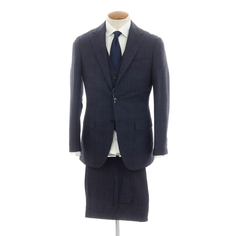 BEAMS F ビームスエフ セットアップ スーツ ネイビー チェック ウール