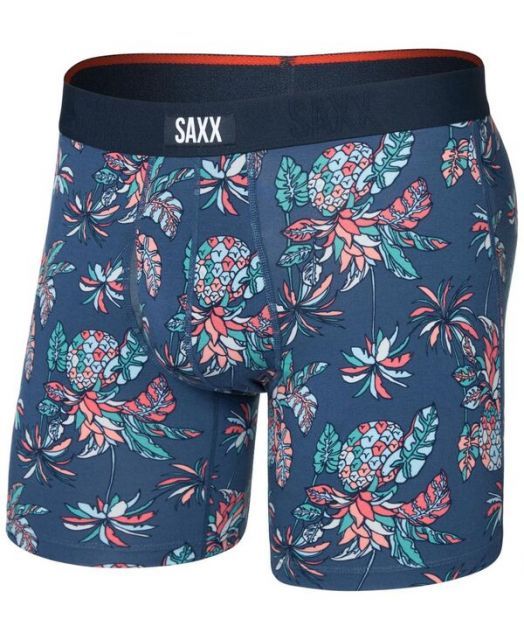 送料無料 サックス メンズ ボクサーパンツ アンダーウェア Men s Vibe Xtra Slim-Fit Printed Boxer Briefs Pineapple Tropic-indigo