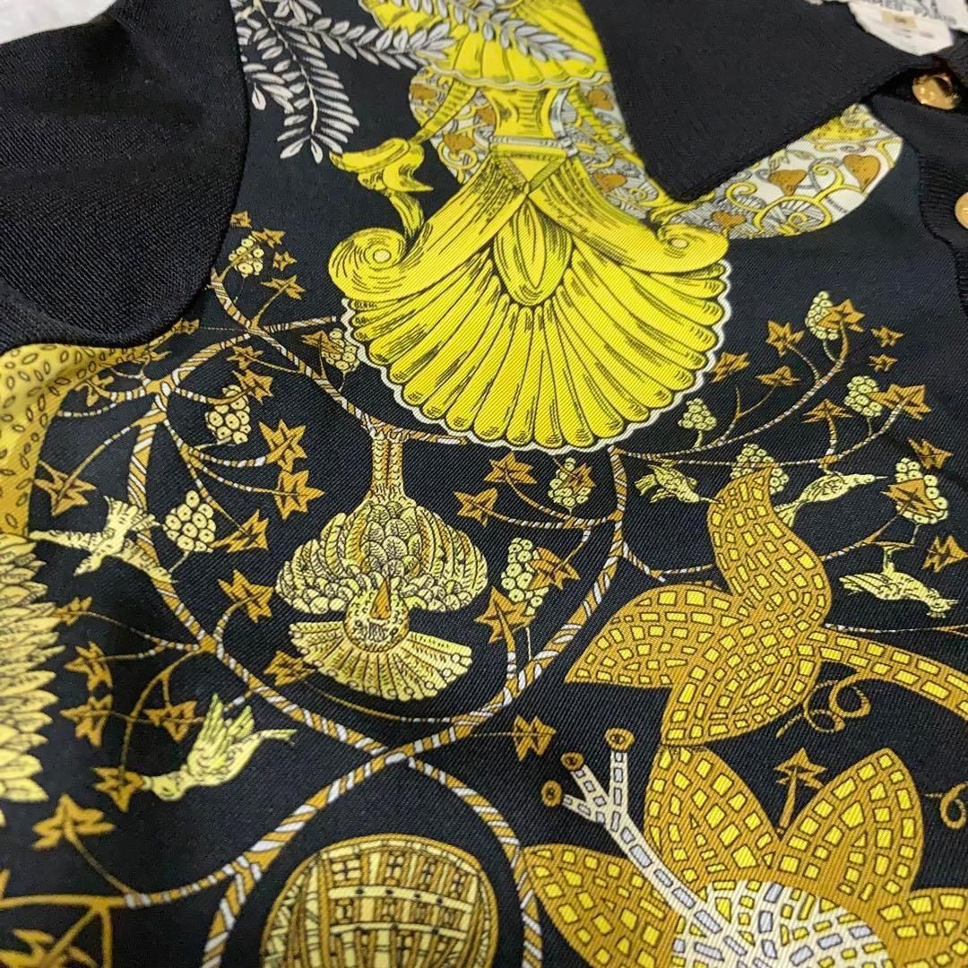 【極美品】HERMES エルメス カーディガン シルク ロゴ 金ボタン 36 極美品】HERMES エルメス カーディガン シルク ロゴ 金ボタン 36