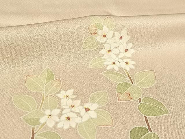 平和屋着物□訪問着 ロング丈 手描き 草花文 正絹 逸品 未使用