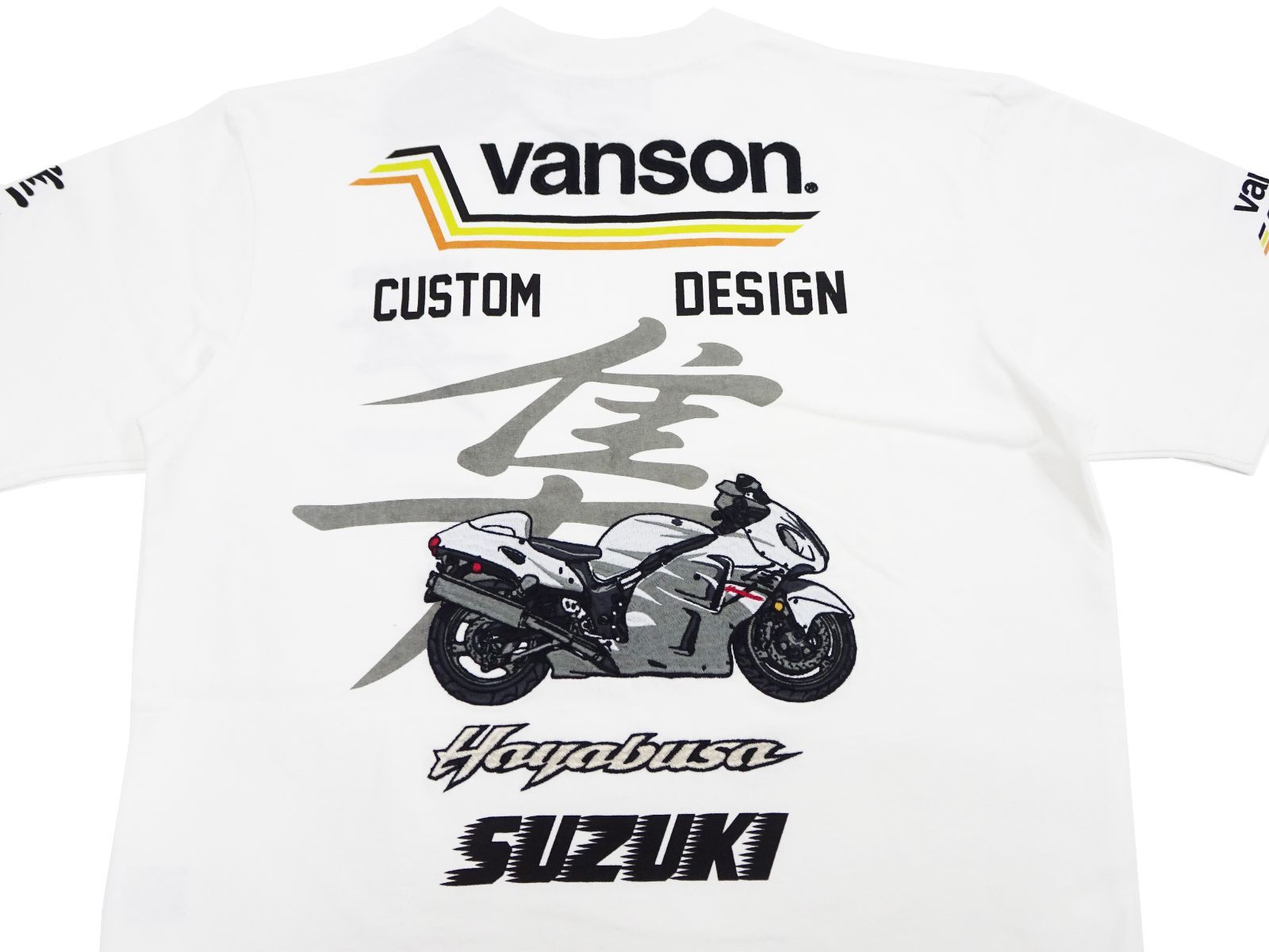 スズキi×バンソン 天竺半袖Tシャツ GSX1300R 隼 刺繍プリント 楽天市場】VANSON×SUZUKI GSX1300R 隼 柄 刺繍 天竺 半袖 T