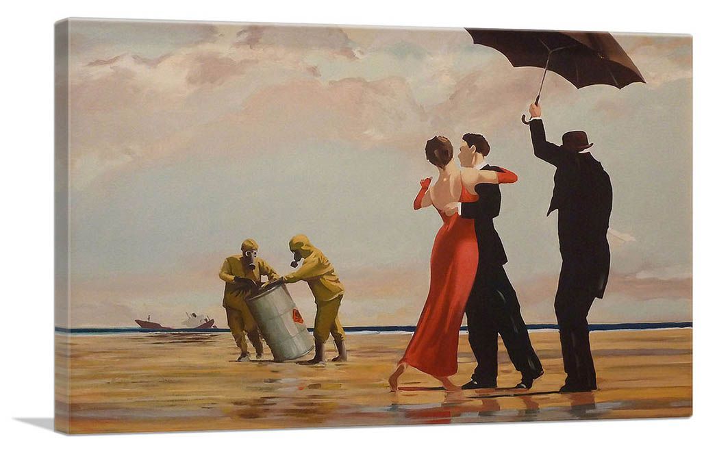バンクシー アートパネル Sサイズ BANKSY Banksy「有毒廃棄物でダンス/Dancing at Toxic Wastes」キャンバスジークレ 発送目安15～20営業日