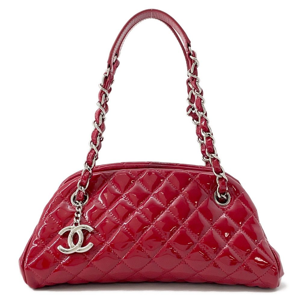 シャネル チェーンショルダーバッグ マドモアゼル ボーリングバッグ パテントレザー CHANEL