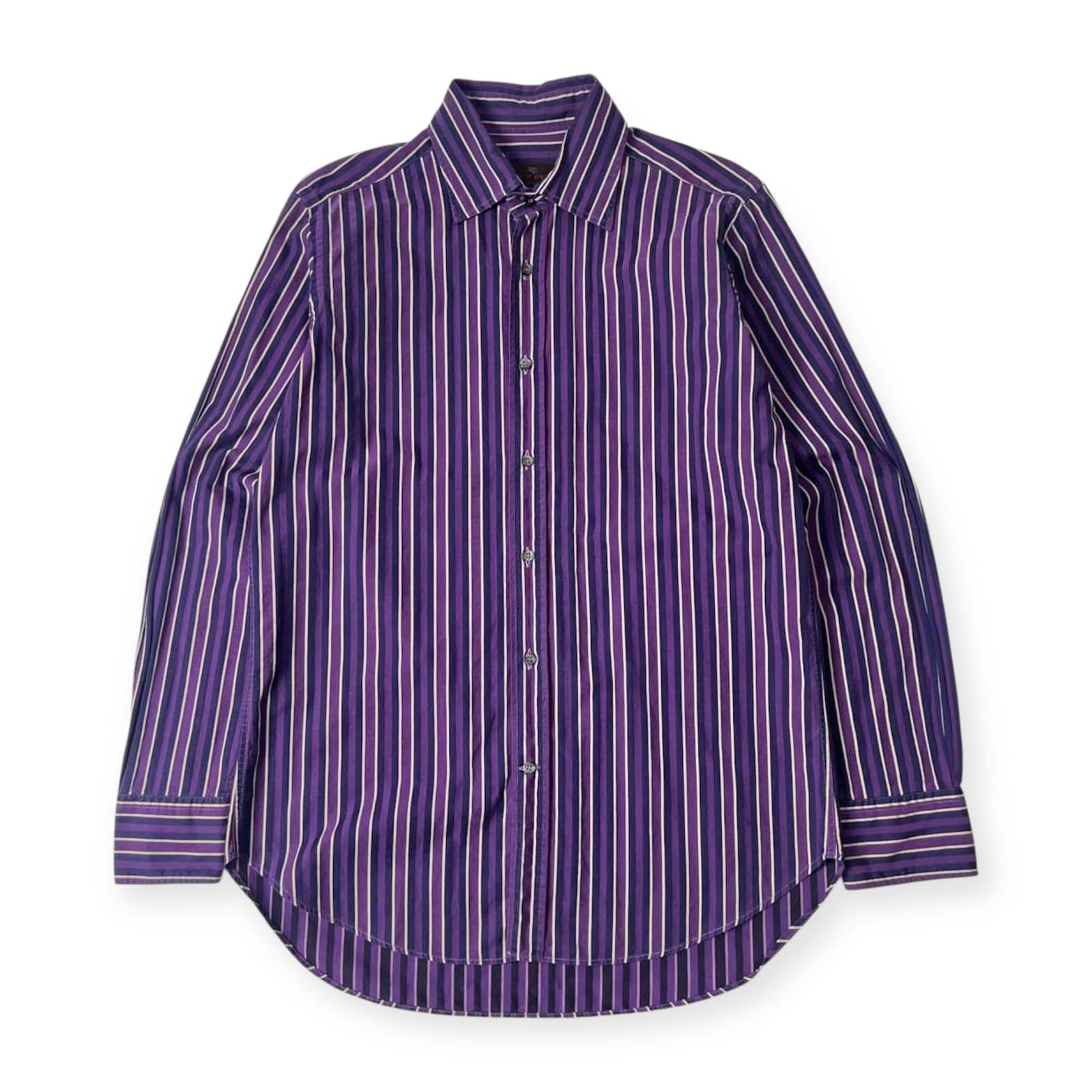 イタリア製 ETRO エトロ ストライプ 長袖シャツ SLIM MEDIUM/パープル 