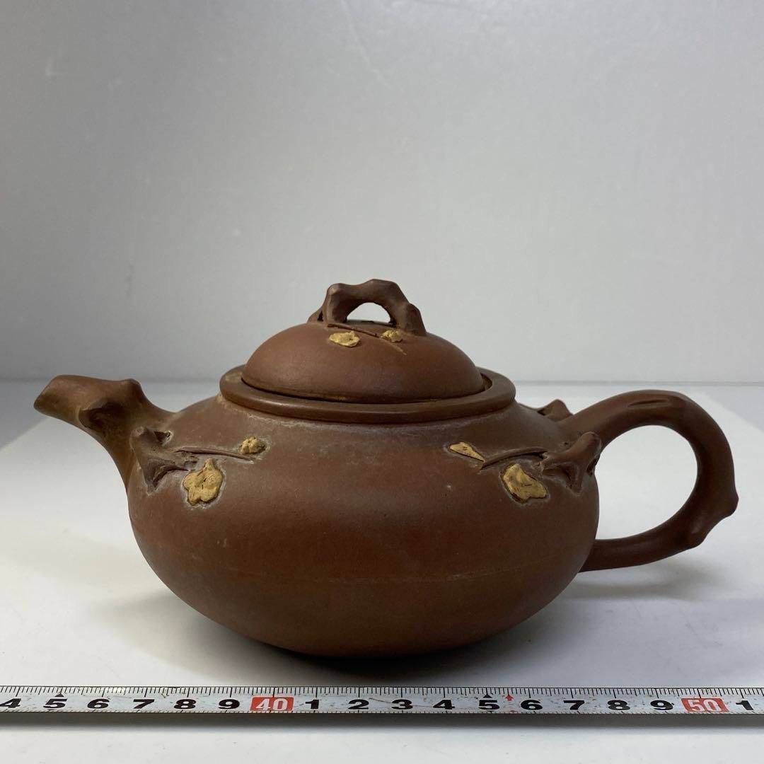 中国古玩 盘仙朱泥急須 タエカ 全長19㎝ 東里6-0817 2F