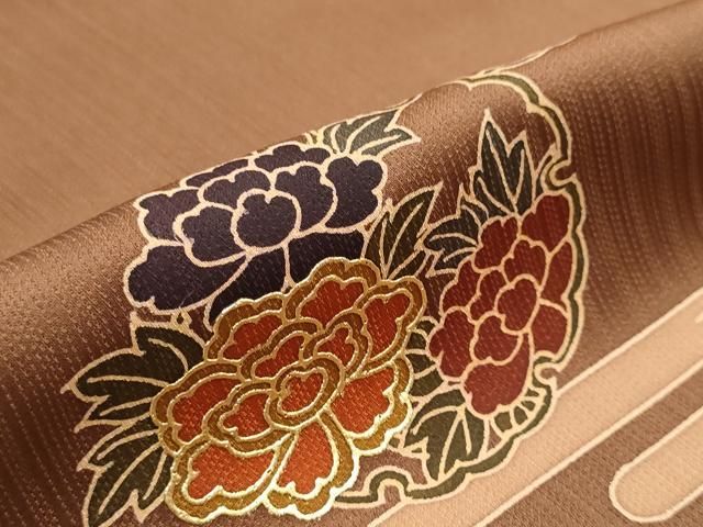 平和屋着物▽付下げ 反物 着尺 矢羽花丸文 金彩 逸品 未使用