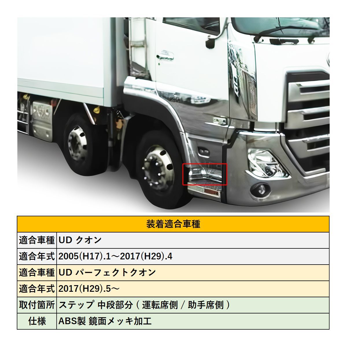 UDパーフェクトクオン⁄07クオン メッキ コ－ナ－上部左右セット UD