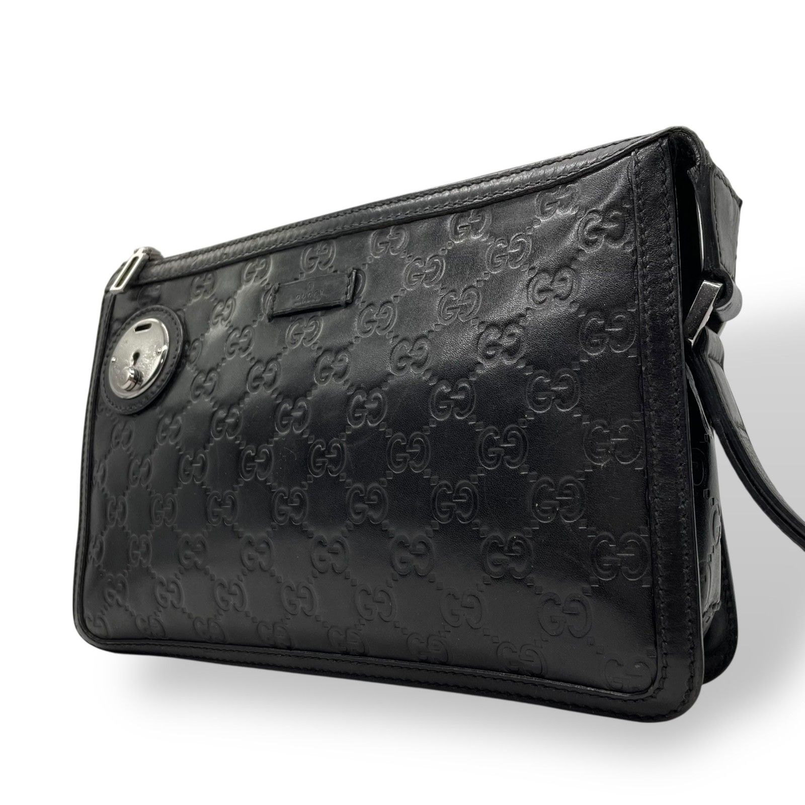 美品 GUCCI グッチ グッチシマ ブラック 黒 シルバー金具 レザー