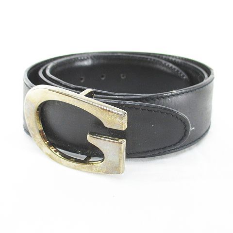 GUCCI 036 194 0956 レザーベルトブラック 表記サイズ70・28 グッチ GUCCI ベルト Gロゴバックル 70.28 037 194 0956 レザー