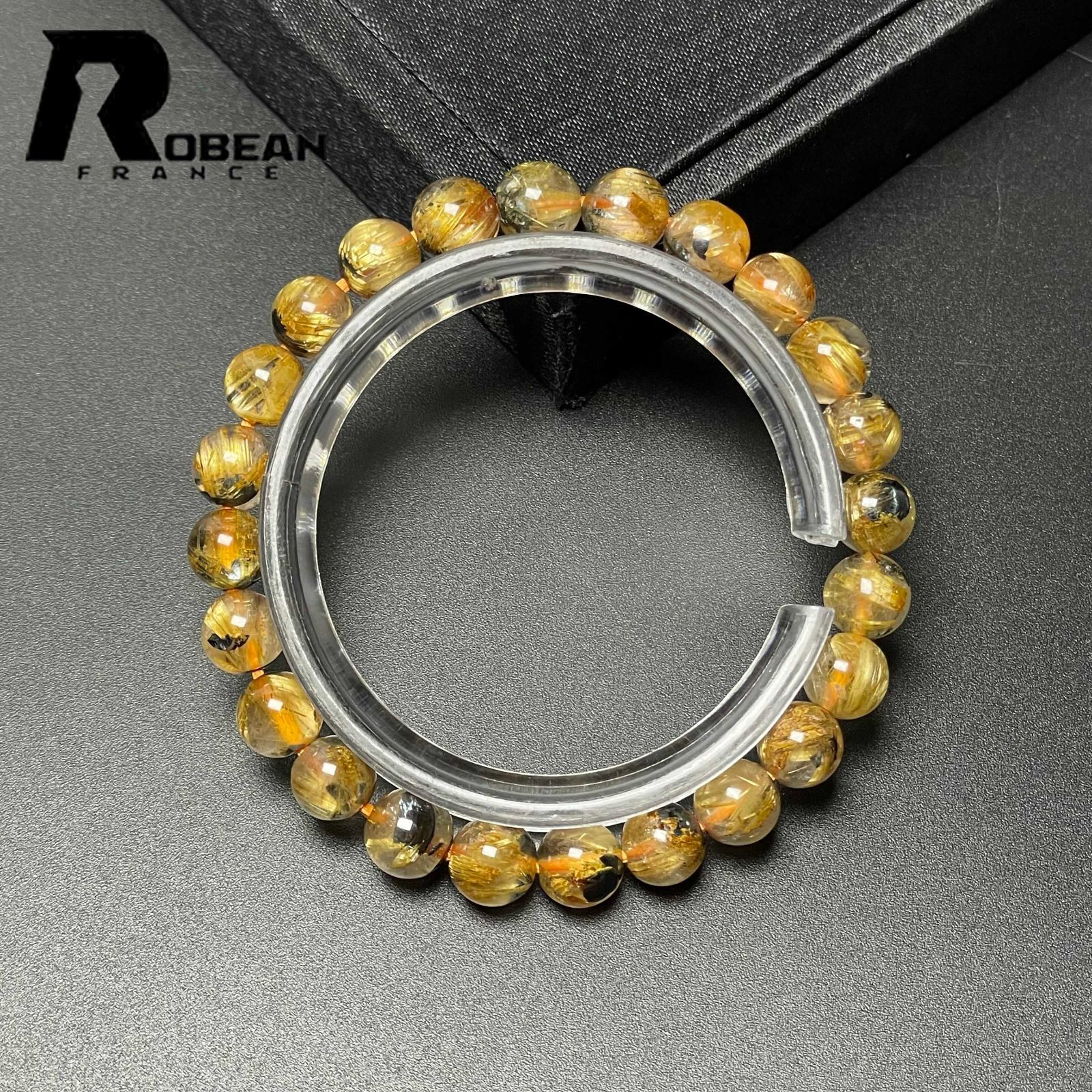 最高級g5000円★黄金【タイチンルチル】水晶ブレスレットＭ★８mm 最高級g5000円☆黄金タイチンルチル水晶ブレスレットＭ☆9.5mm