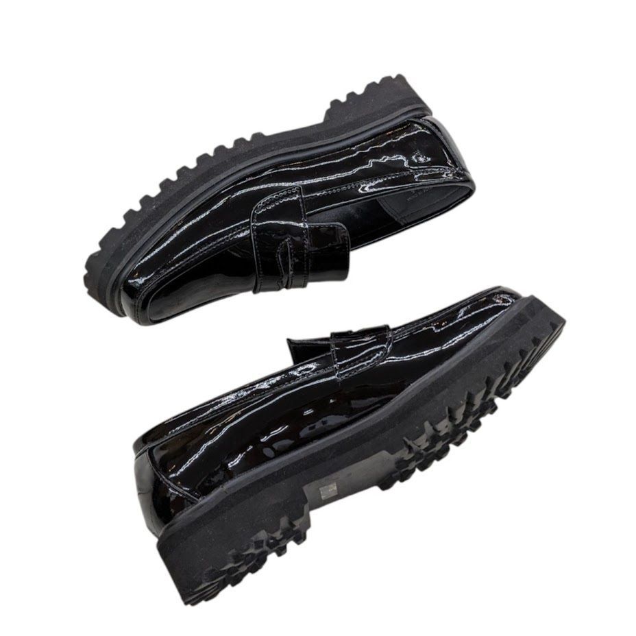 RayBEAMSブラックエナメル厚底ローファー36.5サイズ Ray BEAMS レイビームス エナメル パテント コインローファー