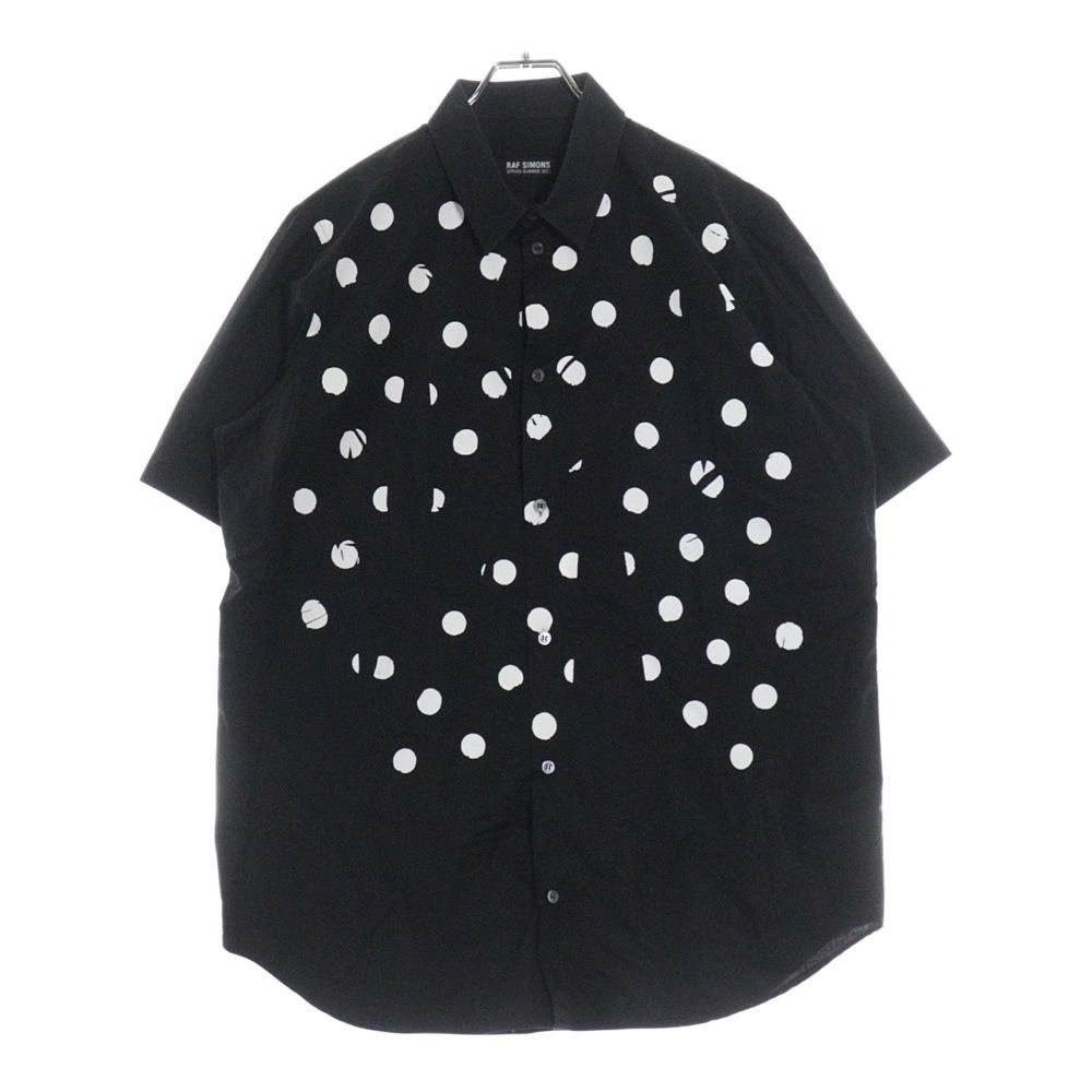 未使用品 ラフシモンズ RAF SIMONS 23SS SHORT SLEEVE POLKA DOTS CLASSIC COLLAR SHIRT ドット ドレスシャツ ブラウス 半袖 42 ホワイト Raf Simons Short Sleeve Polka Dots Classic Collar Shirt men