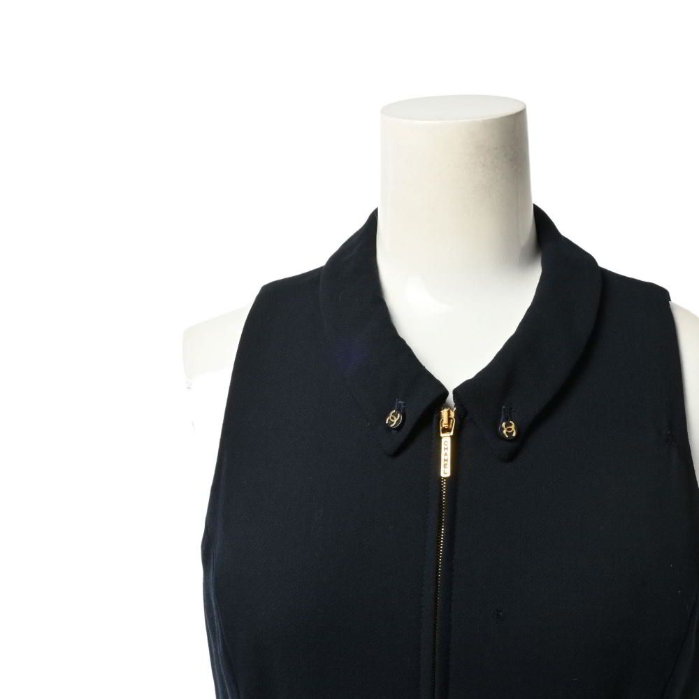 CHANEL P95 ヴィンテージ ノースリーブ ワンピース ココマークボタン2  