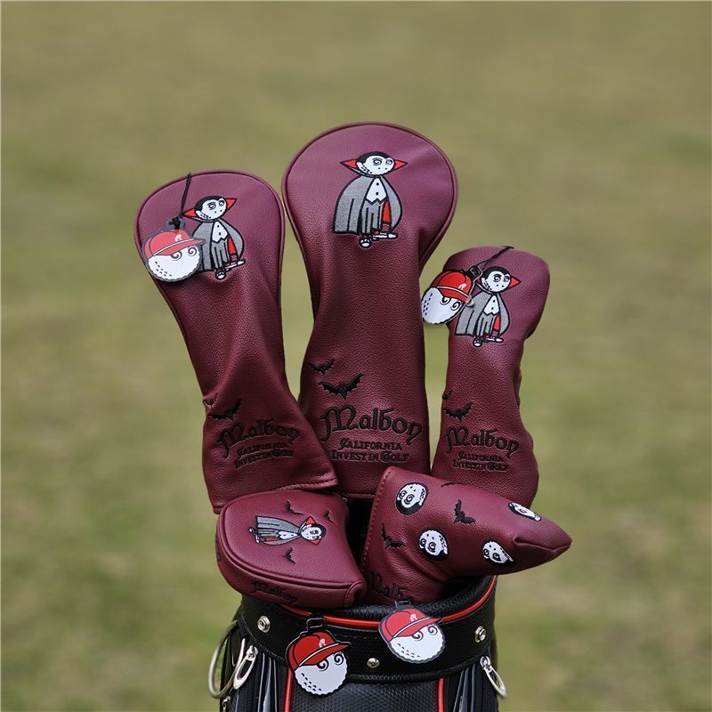 Malbon マルボン GOLF ゴルフクラブカバーゴルフ ヘッド カバー 5点セット レッド ヴァンパイア