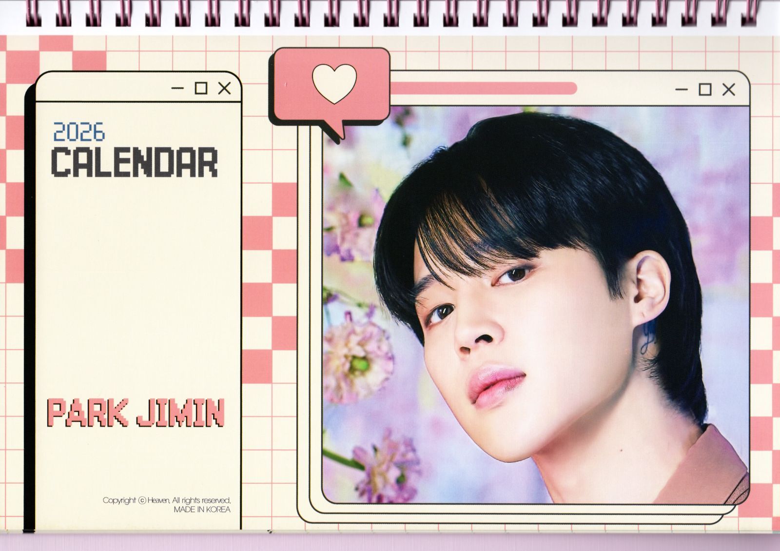 BTS ジミン グッズ 卓上 カレンダー (写真集 ピンク 卓上