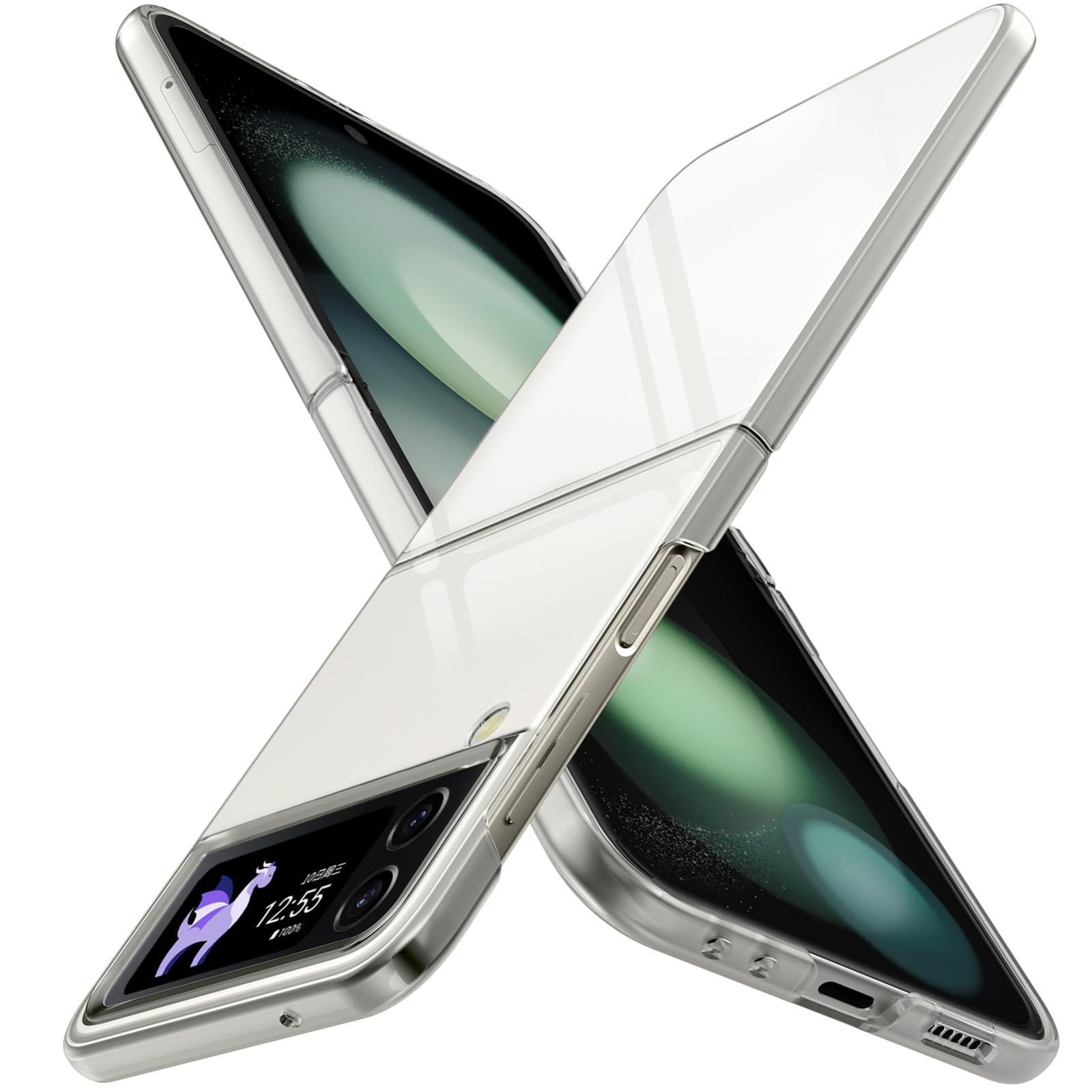 PC素材 衝撃吸収 シンプル スマホケース ハード Flip4 サムスン Flip4 Z レンズ保護 Z 衝撃吸収 黄ばみ防止 耐久 軽量 人気 人気 薄型 携帯カバー クリア 透明 ケース -15-ZFLIP4-01 Galaxy