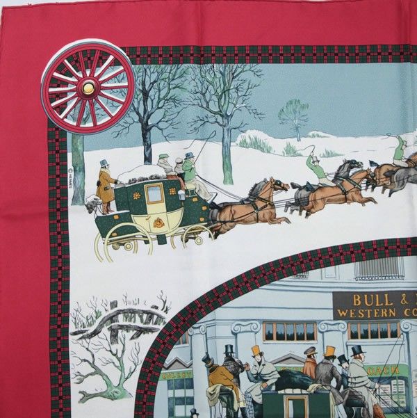 中古美品 エルメス HERMES カレ90 大判 シルク スカーフ 冬の