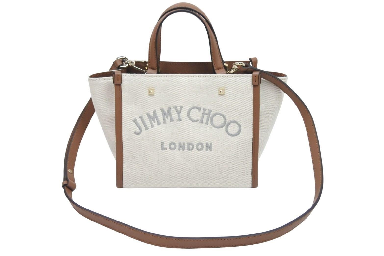 新品同様 JIMMY CHOO ジミーチュウ ハンドバッグ コットンキャンバス