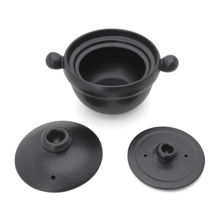 新品 弥生陶園 丸ごはん土鍋 2.5合 ショップ 黒 土鍋 ごはん土鍋 鍋