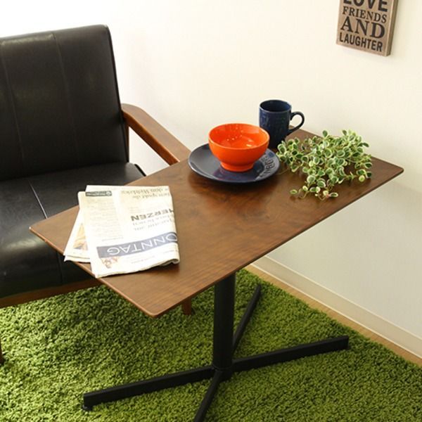 サイドテーブル コーヒーテーブル 幅105cm ダークブラウン スチール 脚部アジャスター付き ウチカフェテーブル トラウ゛ィ 代引不可