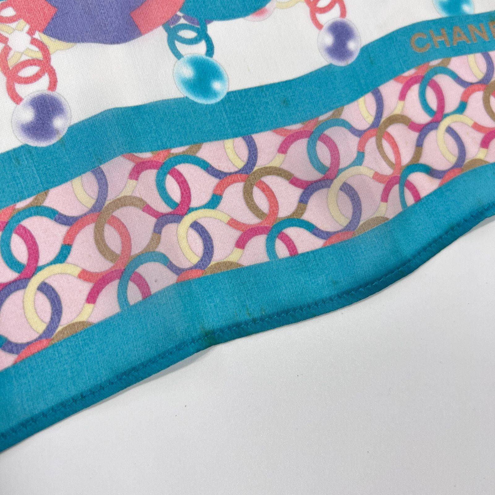 中古】CHANEL シャネル ココマーク スカーフ シルク マルチカラー  